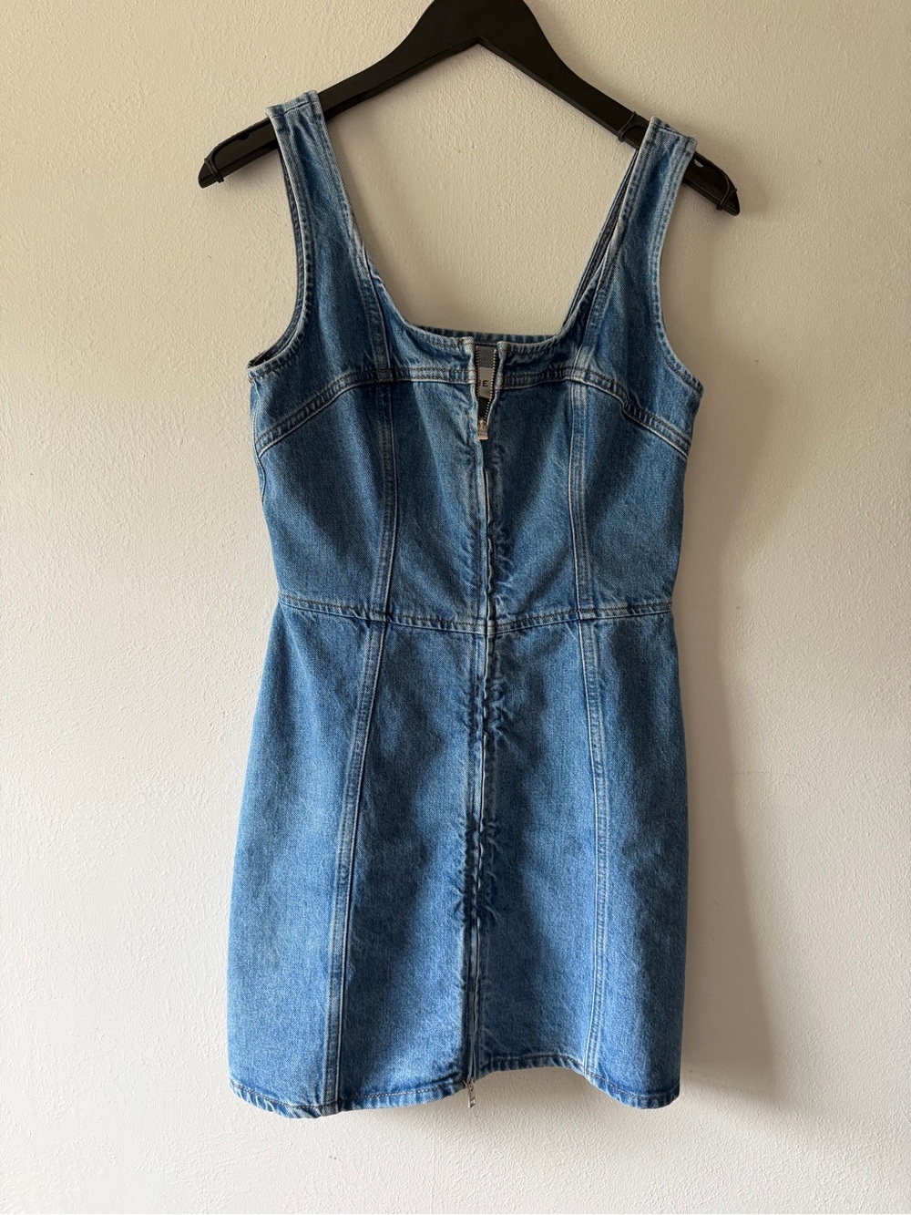 Frame Denim Light Blue Denim Zip-Front Mini Dress